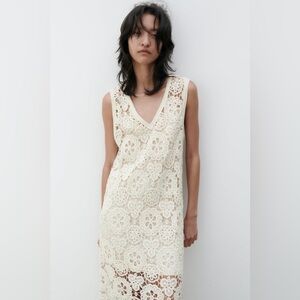 Zara Cream Lace Midi Dress